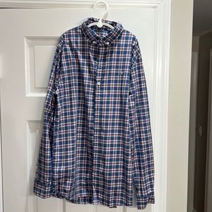 Vineyard Vines Boy’s Blue Plaid Button Down Shirt Size L (16)